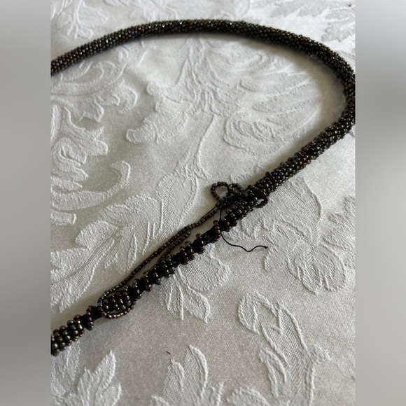 See note* Amazing flapper beaded black gold satin purse dangle ball bottom 20's - Picture 4 of 8